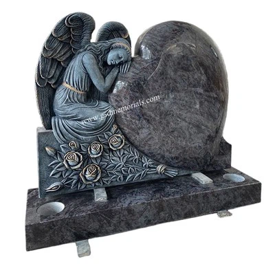 Povjereni anđeosko srce s ružama nadgrobnim kamenjem