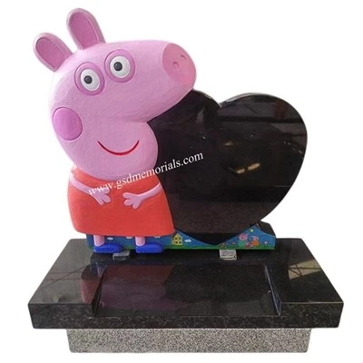 Crni granit peppa svinjski nadgrobni spomenik